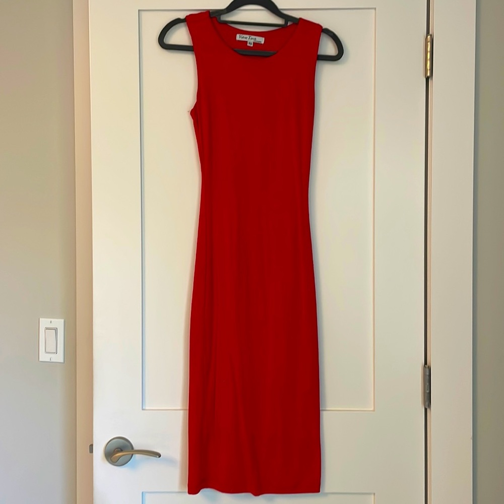 Red Bodycon Midi Dress